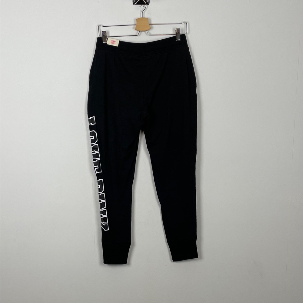 Pink Victoria's Secret Black Skinny Joggers Pant with White Lettering Women's M - Picture 5 of 11